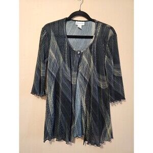 Gantos VTG patterned lettuce Hem Open Cardigan 3/4 Sleeve unknown size